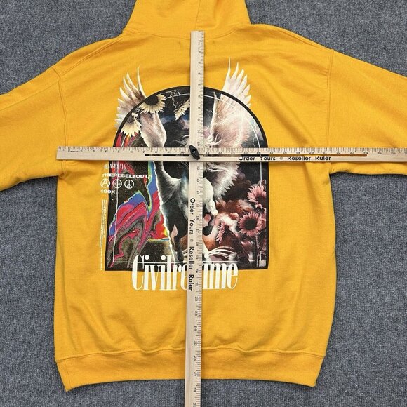 Civil Regime Hoodie Men Large Yellow Pullover Hooded Sweatshirt - Picture 8 of 10